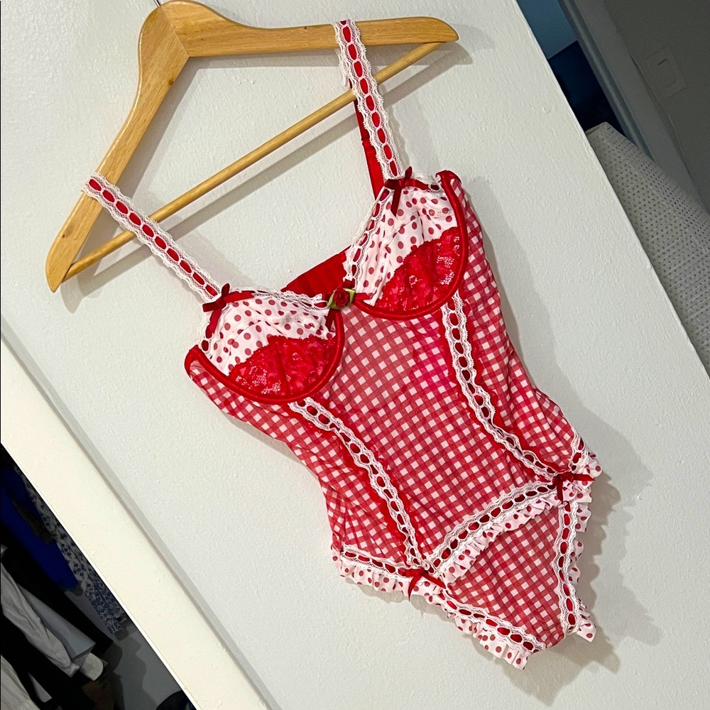 Gingham Teddy Lingerie one piece